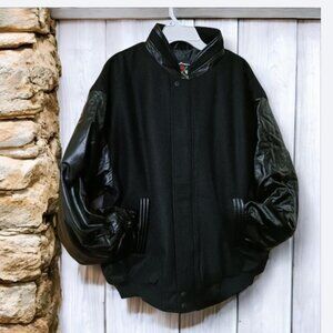 NWOT B&W Collection Men's XL Varsity Hybrid Jacket – 100% Leather & Wool, New